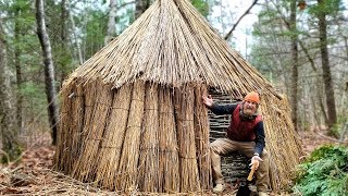 Thatched Reed Winter Survival Shelter Part 2 of 2 87 days episode 18 [upl. by Suoivatnom]