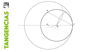 Circunferencia tangente interior a otra dado un punto de tangencia y otro punto  Tangencias [upl. by Juanita]