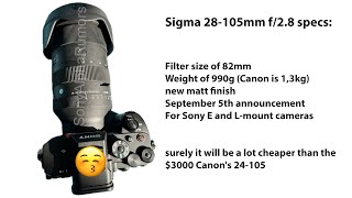 LEAKED image of the new Sigma 28105mm f28 FE lens [upl. by Htederem]