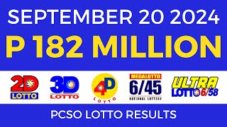 Lotto Result Today 9pm September 20 2024  PCSO Complete [upl. by Atir]