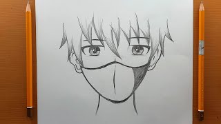 come disegnare un ragazzo anime che indossa una maschera Disegna facilmente gli anime con la matita [upl. by Ahern]