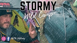 Thunderstorm Strong Winds and Torrential Rain Wild Camp in the Hilleberg Soulo Black Label Tent [upl. by Ynaffik]