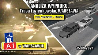 Analiza wypadku z Trasy Łazienkowskiej  VW Arteon vs Ford [upl. by Patman]