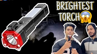 UNBOXING amp REVIEWING BRIGHTEST LED TORCH 😱😱  unboxing productreview reacting review [upl. by Yllim]