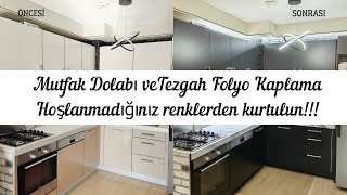 MUTFAK DOLABI VE TEZGAH FOLYO KAPLAMA folyokaplamatekniklerivlog [upl. by Otrebide]