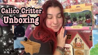 Unboxing Calico Critter Red Roof Cozy Cottage Midnight Cat Family [upl. by Lonyer]