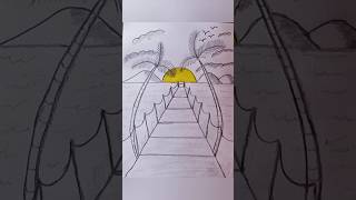 How To Draw Sunset Scenery  Sunset Scenery Drawing  Draw Sunset Easy Step By Step [upl. by Olga]