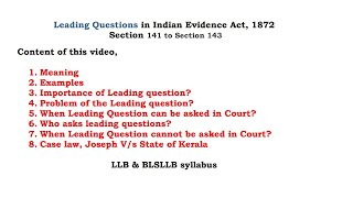 Leading questions Evidence Act 1872 [upl. by Azaria]