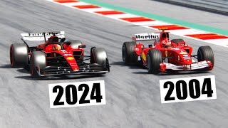 Ferrari F1 2024 Pre Season vs Ferrari F1 2004 at Spa Francorchamps [upl. by Cynarra]