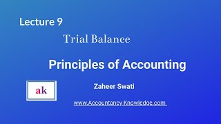 Lecture 9 Trial Balance I Principles of Accounting Workbook I Zaheer Swati [upl. by Sirkin575]