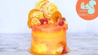 ORANGE amp RASPBERRY CAKE WITH MERINGUE LOLLIPOPS  Cake Tutorial  Acorn Bakes [upl. by Hebert]