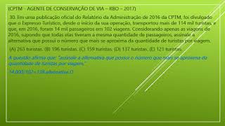 Concurso CPTM Banca RBO 2017 Agente de conservação de via questão 30 [upl. by Alisia]