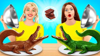 Real Food vs Chocolate Food Challenge  Funny Chocolate War by XChallenge [upl. by Merete]