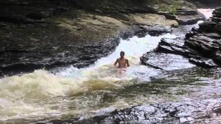 Ohiopyle Meadow Run Natural Water Slide High Water [upl. by Zetniuq]