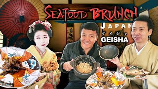 JAPANESE SEAFOOD BRUNCH With GEISHA amp MAIKO RIVER CRAB Hotpot on River Boat [upl. by Leanahtan400]