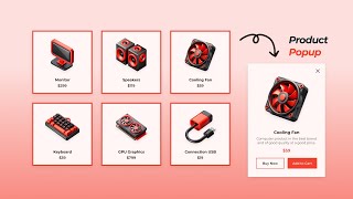 Responsive Product Card With Popup Using HTML CSS And JavaScript [upl. by Nelson]