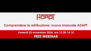 Comprendere la retribuzione presentazione del nuovo manuale ADAPT [upl. by Destinee]