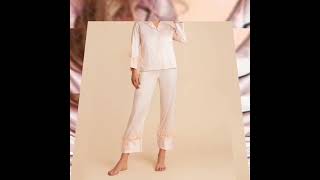 silk satin lounging pajamas button up shirts designs cozy nights [upl. by Demmy]