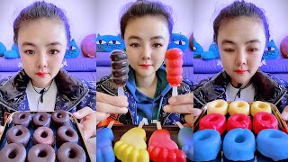 HOMEMADE CHOCOLATE DONUT ICE CREAM ASMR QUICK EATING REALLY YUMMY [upl. by Rapp]