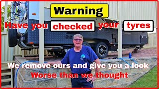 Caravan Tyre Check worse than we thought caravanning Australia caravan adventures caravan rving [upl. by Caroline]