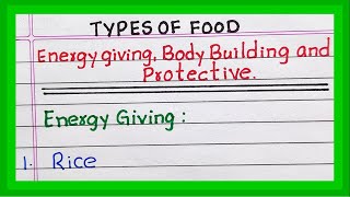 Types of Food  Energy Giving Food  Body Building Food  Protective Food  Different types of Food [upl. by Gahl]