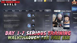 One Punch Man World  ALL SERIOUS TRAINING ACHIEVEMENTS From day 17 IN ONE VIDEO Get your SSR [upl. by Lorrimor]