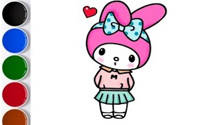 How to draw my melody💓💞  Sanrio  cute easy melody drawing tutorials  easy melody drawing [upl. by Arreip]