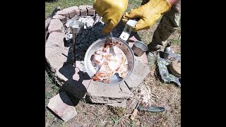 Mess Kit Canteen Cooking Pork chops in a Vintage 1950s60s Boy Scout mess kit [upl. by Palgrave]