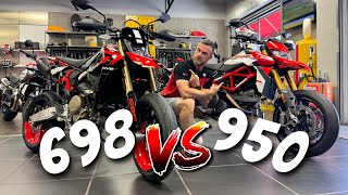 Ducati Hypermotard 698 Mono VS Ducati Hypermotard 950 [upl. by Gwendolen]