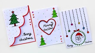 3 Easy amp Beautiful white paper christmas Card makingDIY Merry Christmas greeting cardHandmade card [upl. by Aydiv]