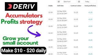 How I make 20 USD daily trading this Deriv Accumulator Strategy Best for Beginners [upl. by Nyladnewg320]