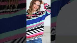 Best Winter Striped Color Block Short Sweater1 vibrant fashion women [upl. by Muldon]