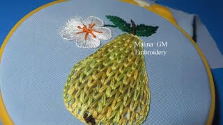 How to embroider a pear  Portuguese Stitch  embroidery [upl. by Singer821]