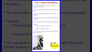 Carl August Sandburg Author intro shorts [upl. by Aleka549]