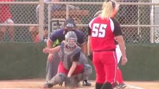 Catcher vs Lady Hustle Bay Area Fastpitch Travel Softball Tournament San Jose CA Emily Burrow [upl. by Aletha]