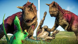 Disney Carnotaurus Best Hunt amp Fight animations  Jurassic World Evolution 2 Mods [upl. by Eilema]