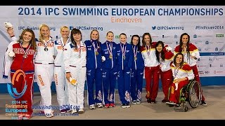 Womens 4x100m medley relay 34points  Victory Ceremony  2014 IPC Swimming European Championships [upl. by Eugatnom]