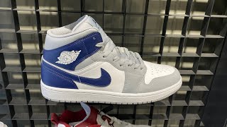 Air Jordan 1 Mid WhiteWolf GreyMidnight Navy  Style Code DQ8426104 [upl. by Aranaj559]