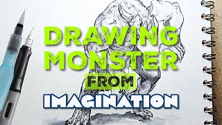 Drawing Monster From Imagination  Timelapse [upl. by Karrie]