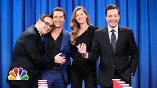 Flip Cup with Gisele Bundchen and Matthew McConaughey Late Night with Jimmy Fallon [upl. by Maltzman]