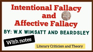 Intentional Fallacy and Affective Fallacy by WK Wimsatt amp Beardsley literary criticism and theory [upl. by Elda]