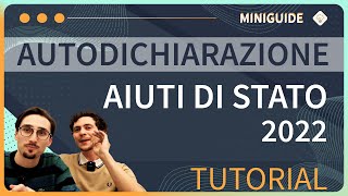 Autodichiarazione aiuti di stato 2022  tutorial Agenzia delle Entrate [upl. by Swarts708]