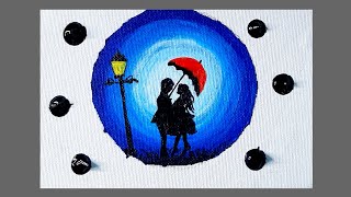 Romantic Couple Painting For Beginners  Easy Love Scenery Painting  Acrylic Painting ytvideo art [upl. by Ardnod]