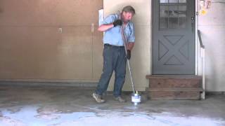 Painting a Garage Floor Part 12 Applying the First Coat of Paint [upl. by Enilorac]