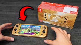 ¡LA MÁS BONITA Unboxing Nintendo Switch Lite Hyrule Edition [upl. by Oiramel]