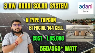 3 Kw on grid Solar system cost  Structure  Full Process  Adani topcon  Muft bijli yojana [upl. by Melleta]