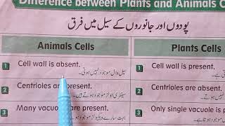 Main Difference Between Animals And Plants Cell In Urdu Class 6 PLANT VS ANIMAL CELLS [upl. by Annoval]