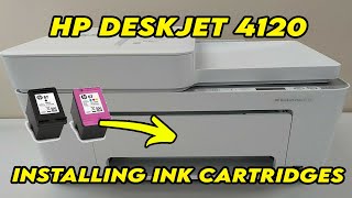 HP Deskjet 4120 amp 4120e  How to Install amp Replace Ink Cartridges [upl. by Millan929]