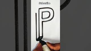 3d P letter drawing art drawing creative viral satisfyingvideo shortsfeed youtubeshorts [upl. by Ycal588]