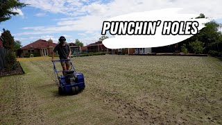 The struggles and benefits of scarifying and aerating a huge lawn  Spring 24 lawn reno part 2 [upl. by Anirual845]